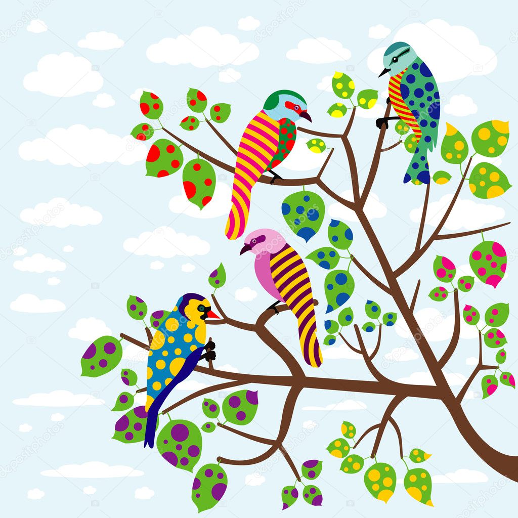 Abstract Birds On Tree Stock Vector 169 Bobyramone 11533856 Abstract Birds On Tree Stock Vector 169 Bobyramone 11533856