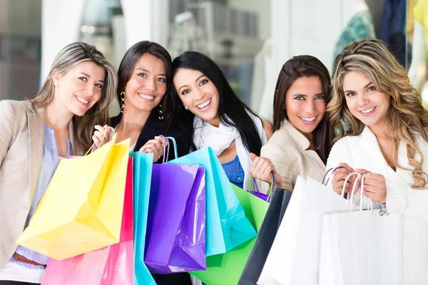 Group of shopping women