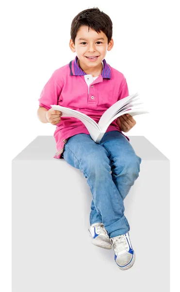 Kid reading a book