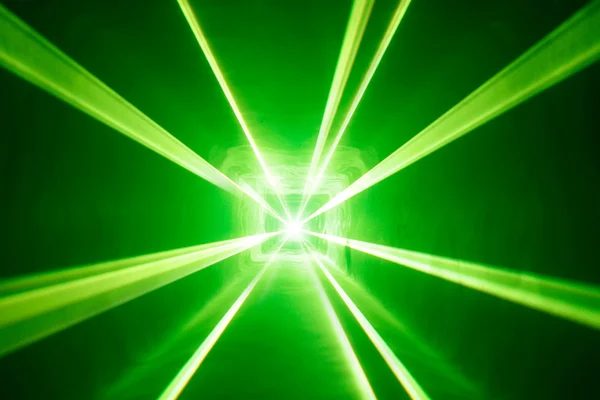 Green laser light background with smoke