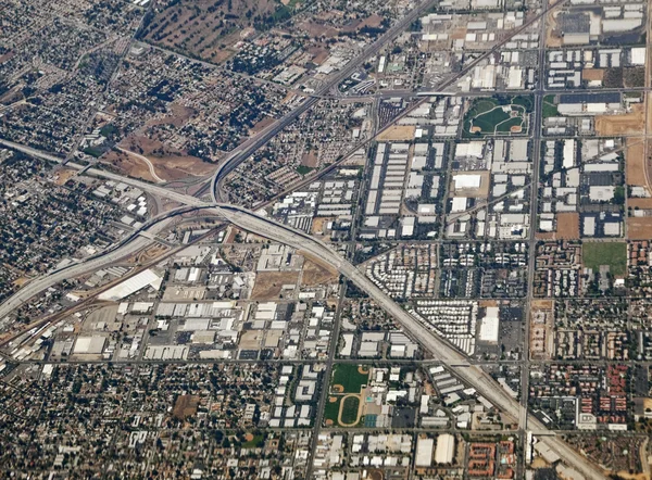 riverside california aerial 60 and 91 freeway interchange — Stock Photo #11685088