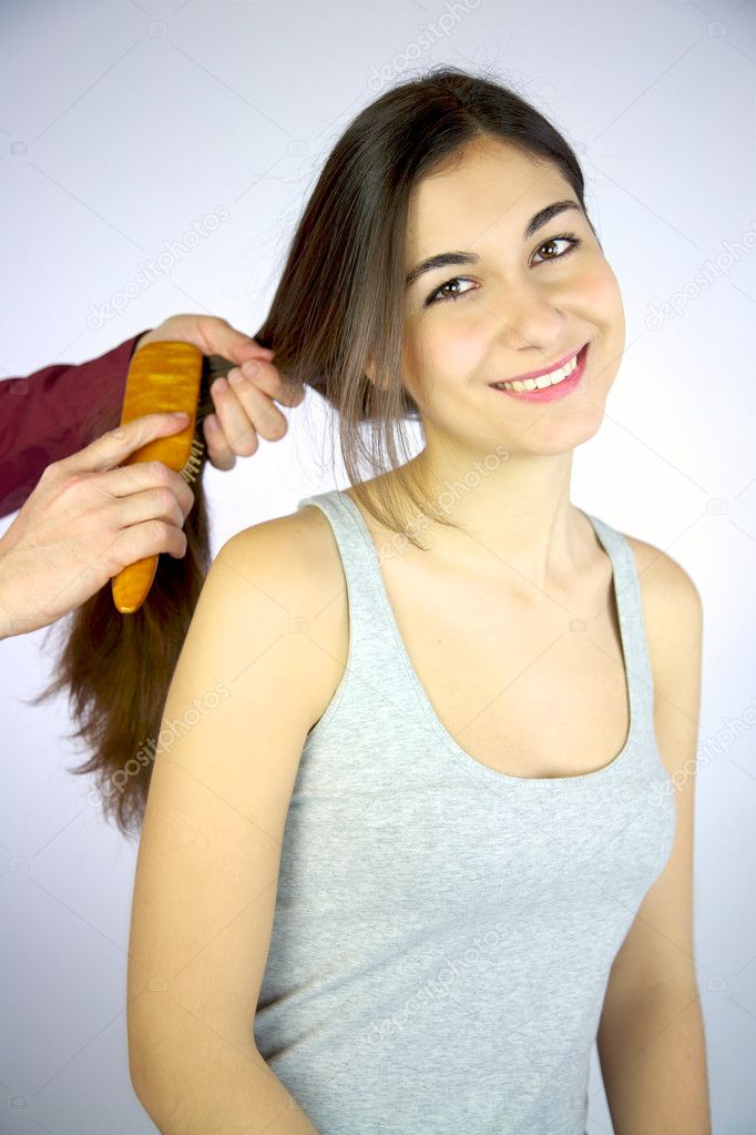 long hair brushing