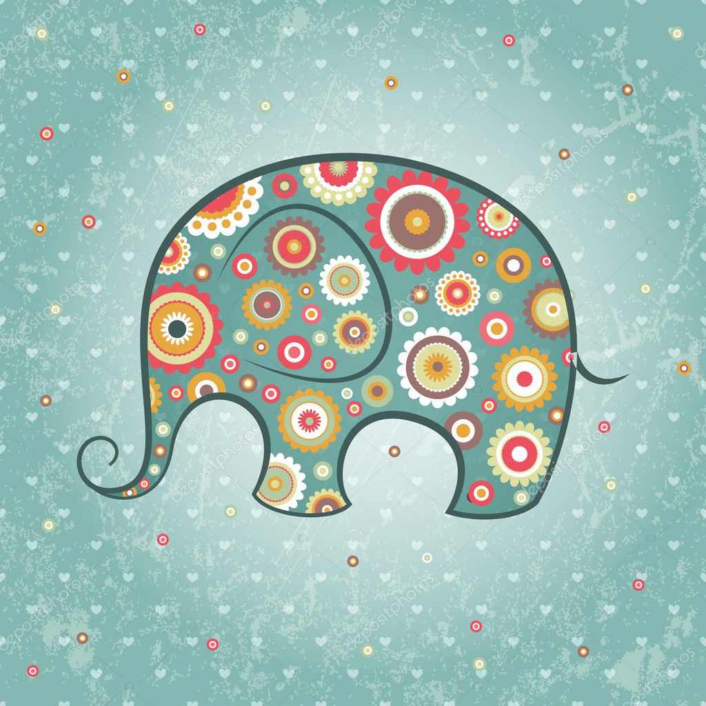 Floral vector elephant — Stock Vector © evdakovka #11221133