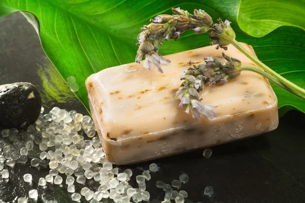 Bar of soap over natural background