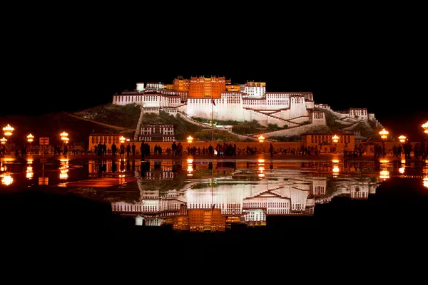 Potala Palace Reflection Fountain Water Night