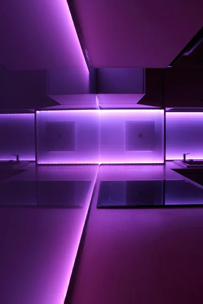 Kitchen with purple led lighting