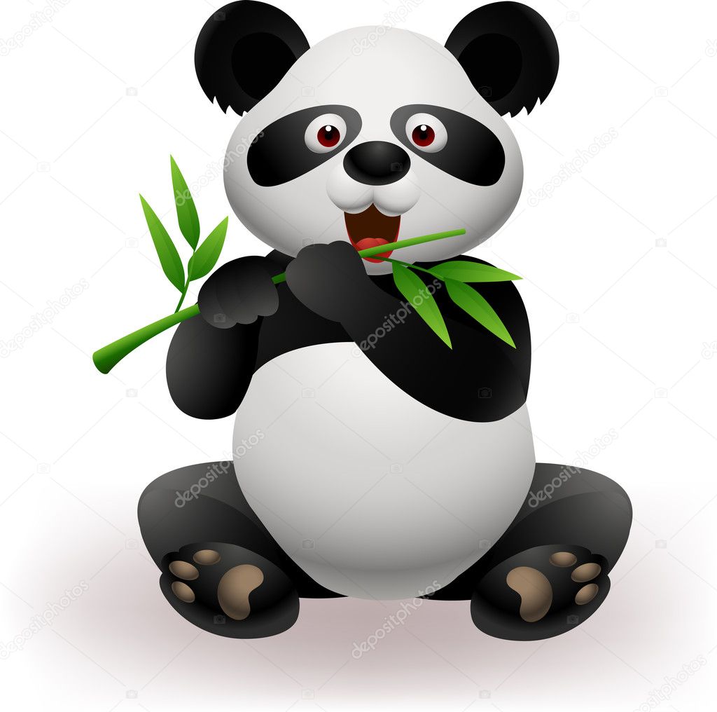 Funny panda eating bamboo — Stock Vector © idesign2000 #11059293