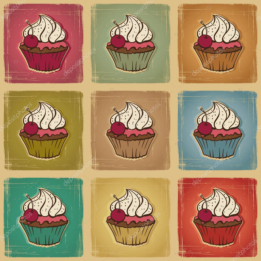 vintage Seamless Vintage  â€” cupcakes. Stock background. made  of  pattern cupcakes wallpaper
