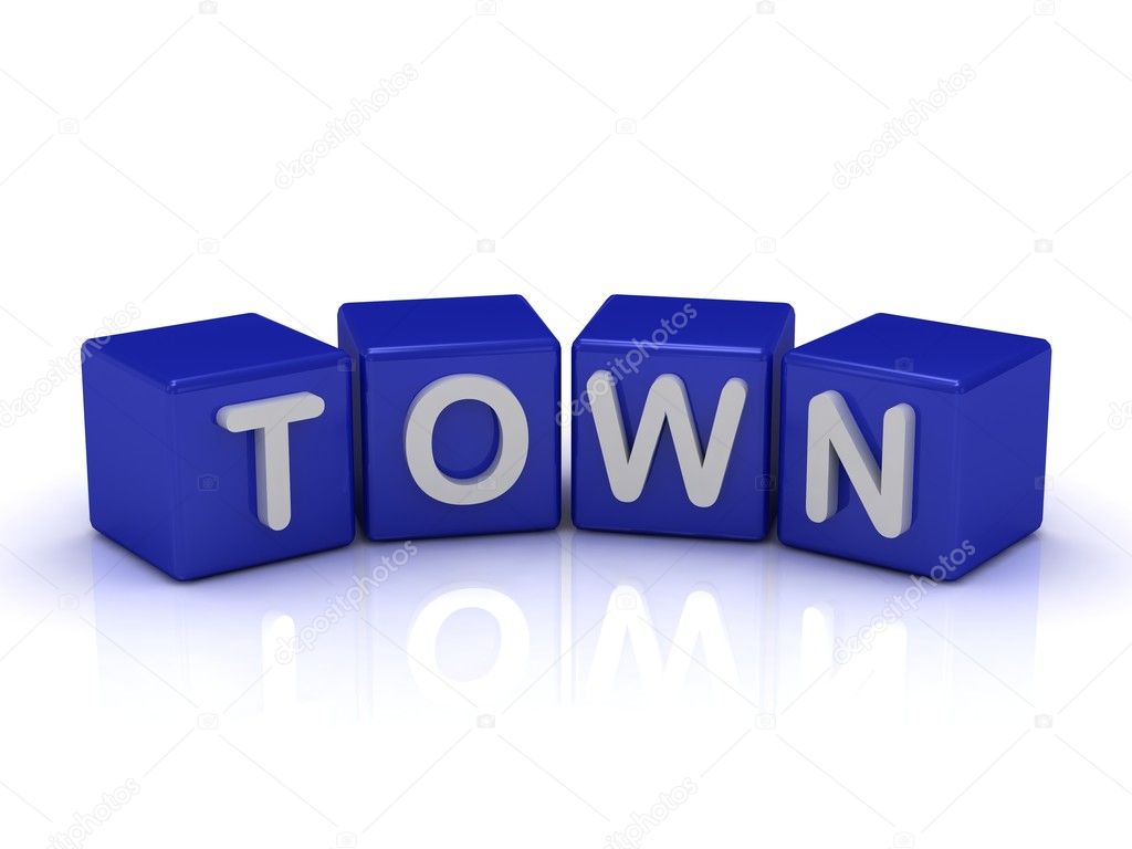 TOWN word on blue cubes — Stock Photo © naraytrace 12328134