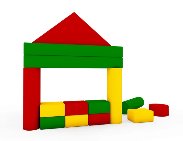 House constructed of colourful building blocks