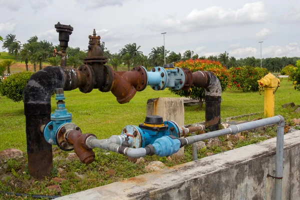 Colorful rusting pipes and valves