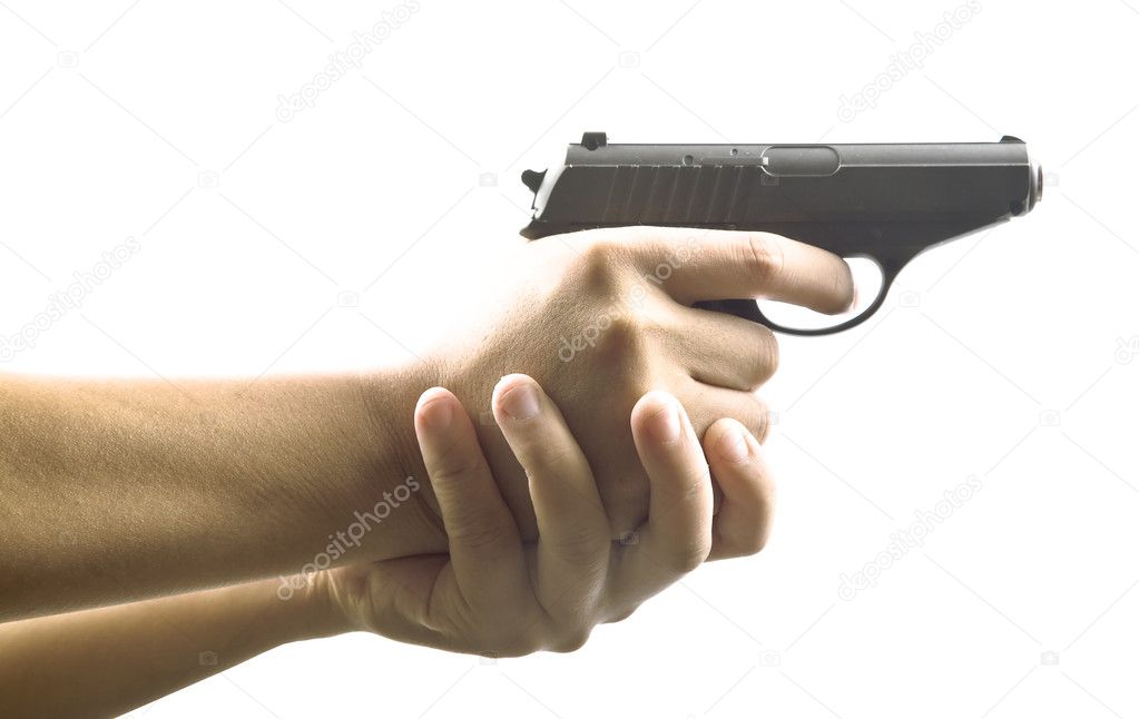 Hand holding gun aiming — Stock Photo © nanoqfu 11070212