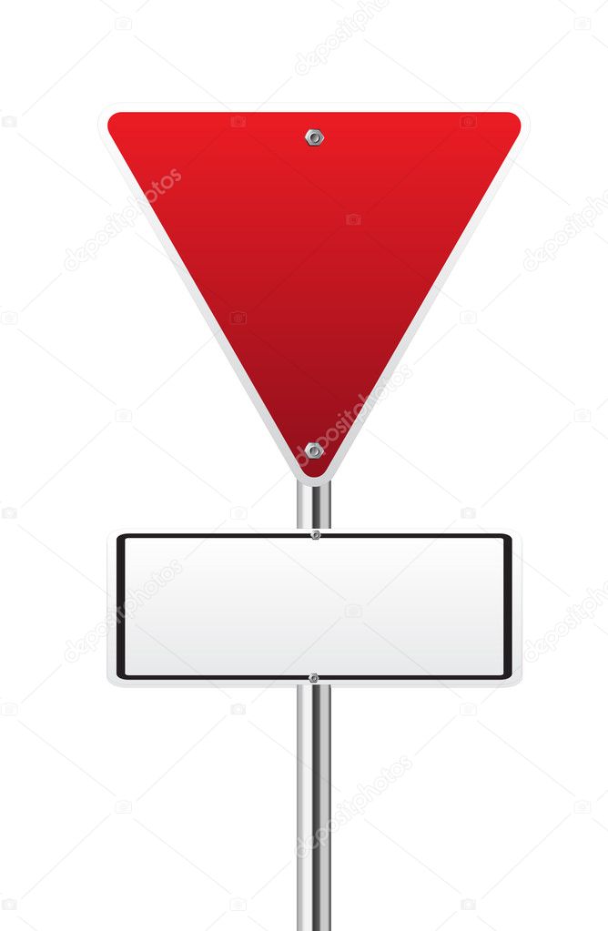 Blank Upside Down Triangle Red Traffic Sign Stock Vector 