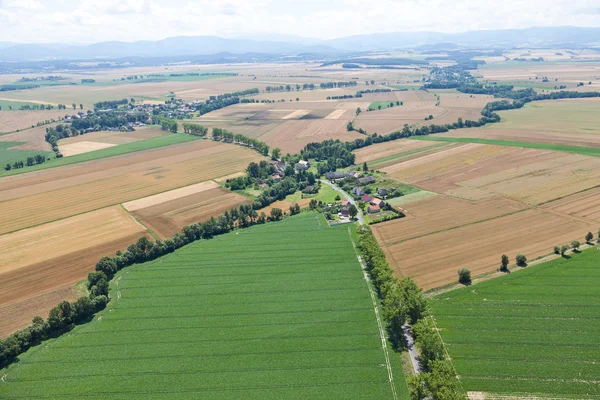 Aerial view of village landscape