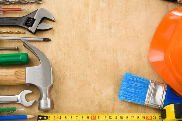 Construction tools on wood - Stock Image - Everypixel
