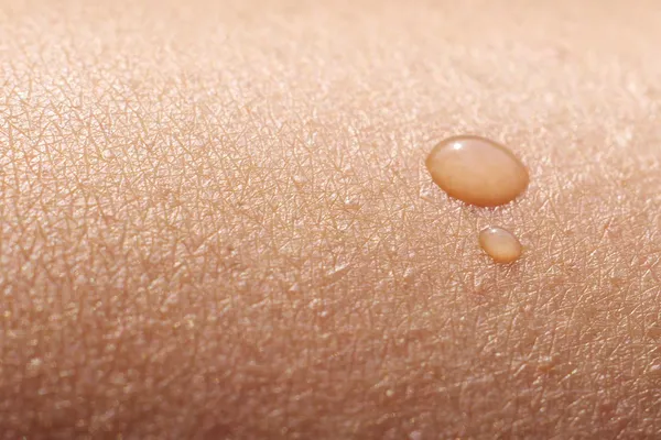 Macro of water drop on female skin — Stock Photo #11667865