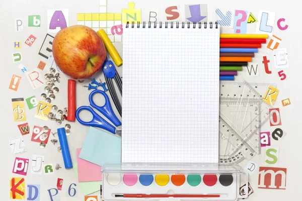 School education background with blank exercise book