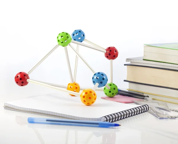 Science and education with books and molecule concept