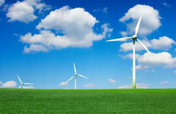 Wind turbines in the field - a renewable energy source