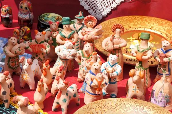 Colorful folk crafts in clay