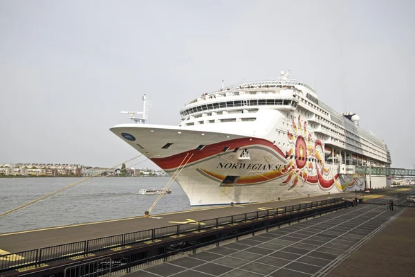 Cruise ship in Amsterdam harbor in the Netherlands