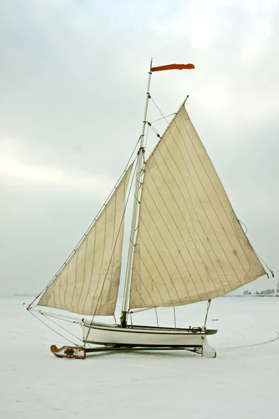 Ice sailing on a cold winter day
