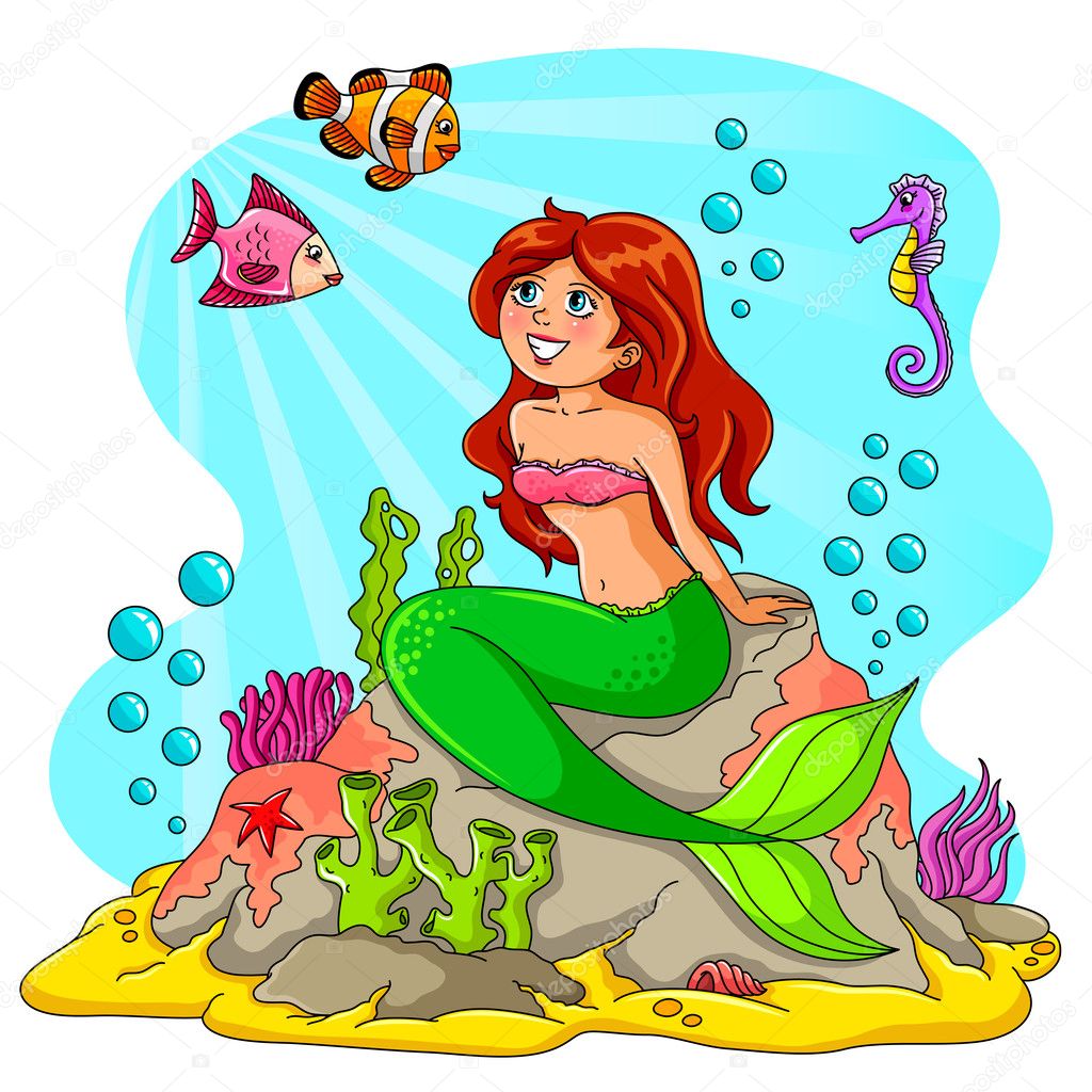 Mermaid and friends — Stock Vector © ayeletkeshet #11418676