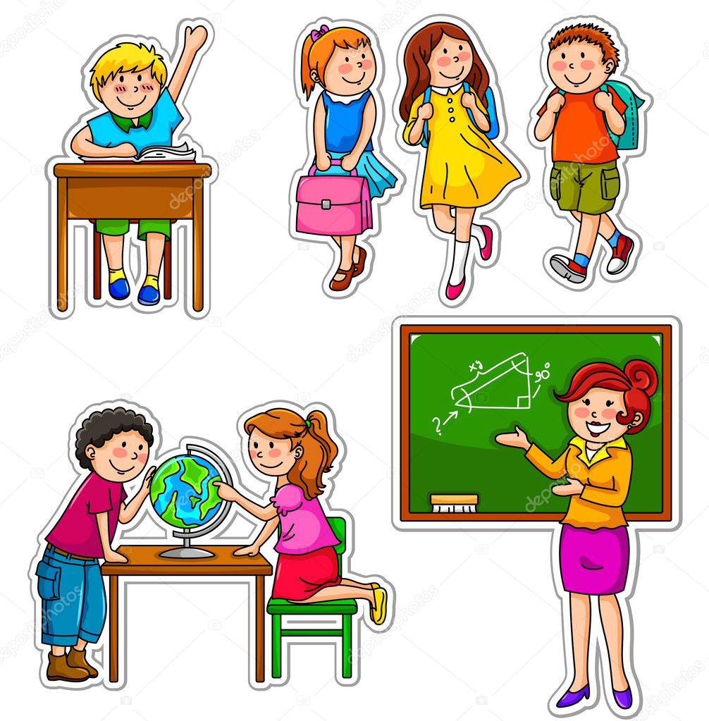 Cartoon Children at School Cartoon Children at School