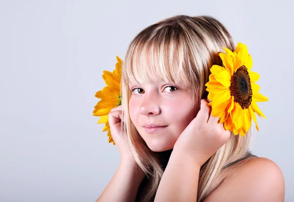 Girl with sunflower