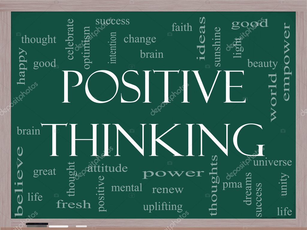 Positive Thinking Word Cloud Concept On A Blackboard — Stock Photo ...