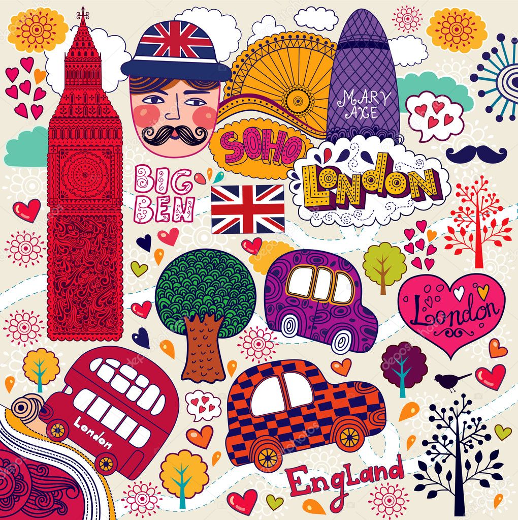 Vector conjunto de símbolos de Londres - Ilustración de stock: 11959478