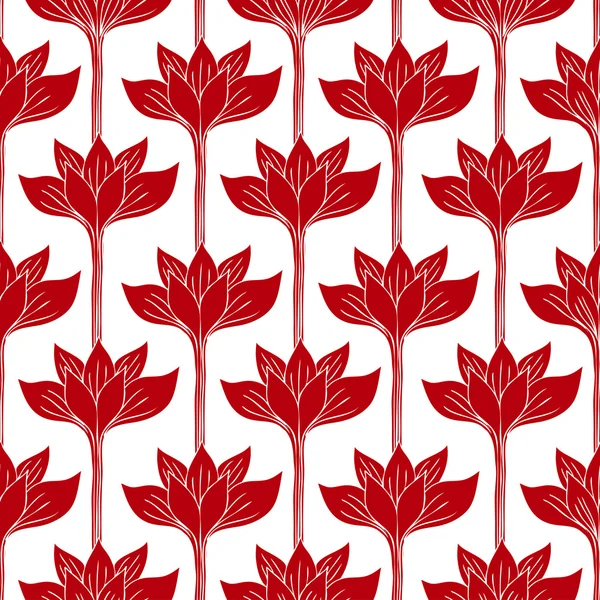Flower Wallpaper on With Red Flowers  Fashion Seamless Pattern  Vintage Wallpaper