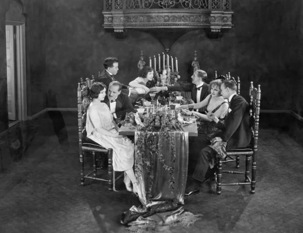 Group of having dinner party