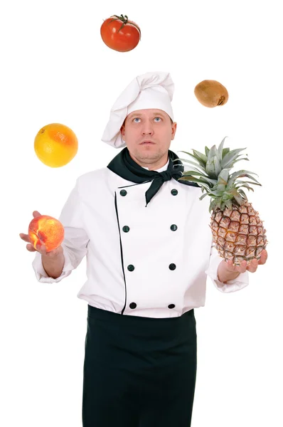 Chef with fruit — Stock Photo, Image