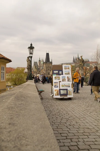 Paintings on Charles Bridge Prague — Stock Photo, Image