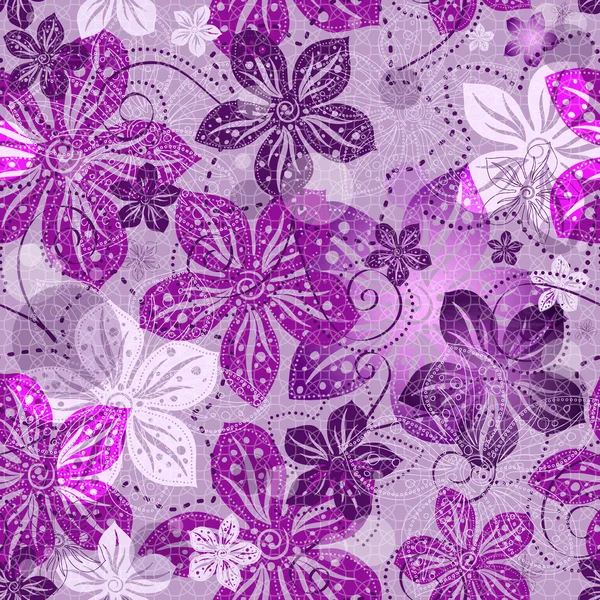 Άνευ ραφής λουλουδάτο μοτίβο γκρι — Διανυσματικό Αρχείο