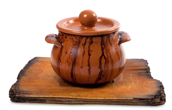 Smutsiga keramiska potten på gamla kök ombord — Stockfoto