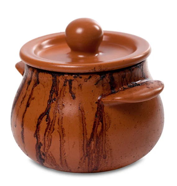 Dirty ceramic pot on white background — Stock Photo, Image