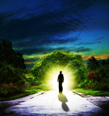 Walking to Eden. Abstract spiritual backgrounds clipart