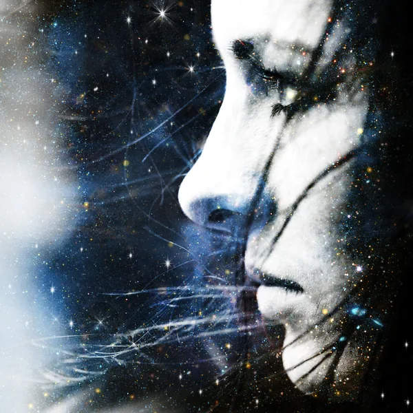 Star wind. Abstract female portrait — Stock Photo, Image