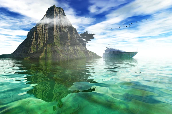 No mar, fundos naturais. Imagem renderizada 3D — Fotografia de Stock