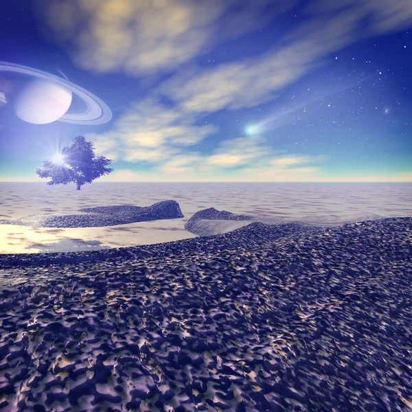 Another world. Fantastic landscape, 3D rendered image — Stock Photo, Image
