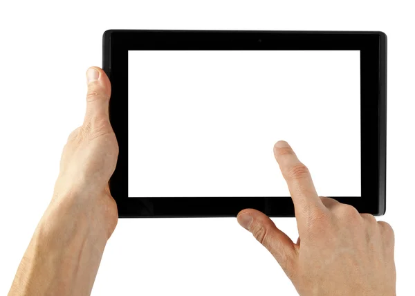 Beyaz arka plan üzerinde bir tablet — Stok fotoğraf