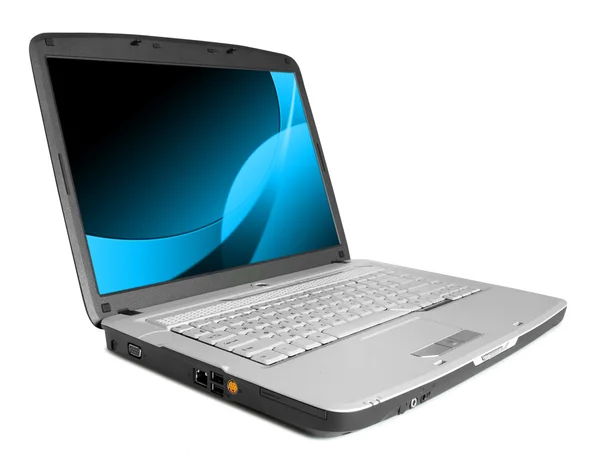 Laptop con grafica blu — Foto Stock