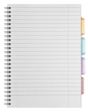 Blank background. paper spiral notebook isolated on white clipart
