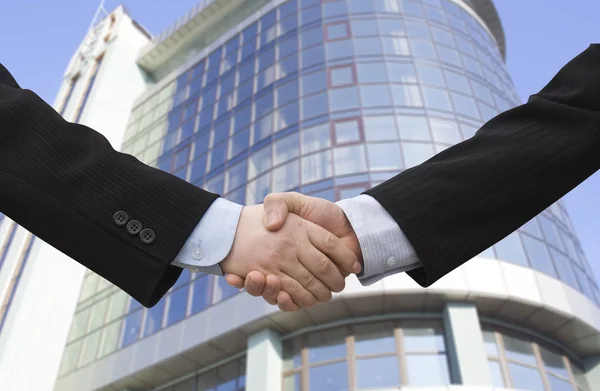 Businessman teamwork partners shaking hands — Stock Photo, Image