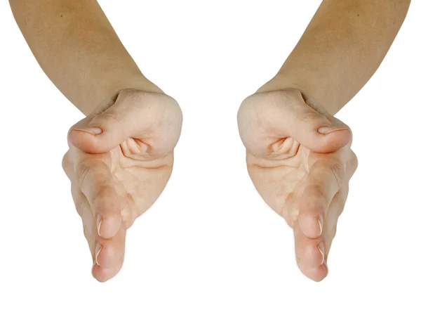Mãos forma símbolo de cuidado isolado no fundo branco — Fotografia de Stock