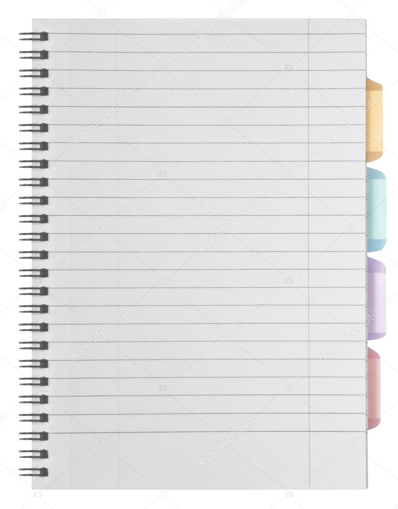 Blank Spiral Notebook Paper Isolated On A White Background. Stock Photo,  Picture and Royalty Free Image. Image 42286175.