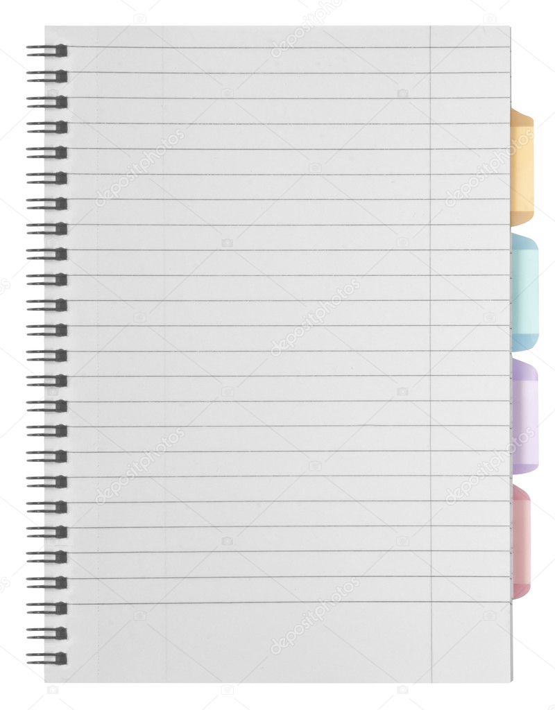 Blank background. paper spiral notebook isolated on white