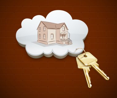 Keys of dream house in the cloud clipart